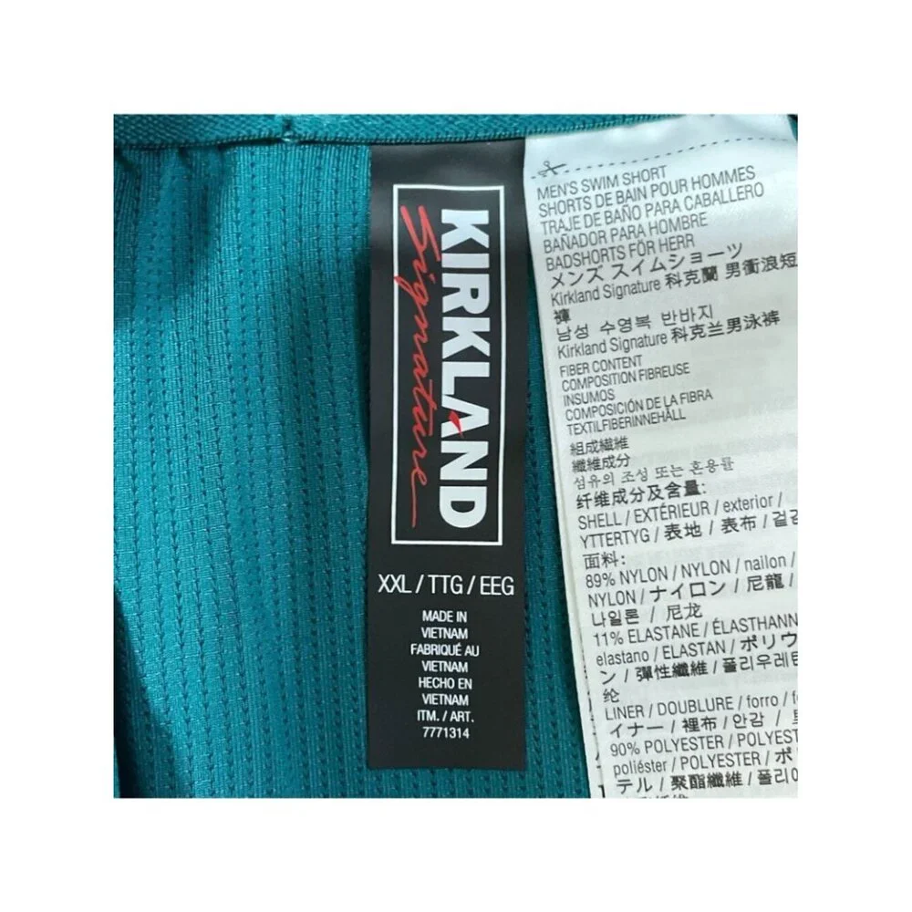NWT Kirkland Signature Men's XXL Swim Shorts Teal Floral Print
